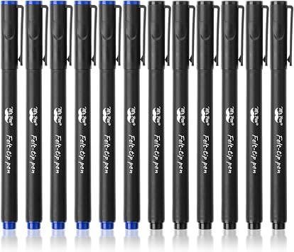 Mr. Pen- Felt Tip Pens, Fine Point, 12 Pack, Blue and Black Inks, Fast Drying, No Smear, Bible Journaling Pens No Bleed-Through for Planners, Sketching, Writing