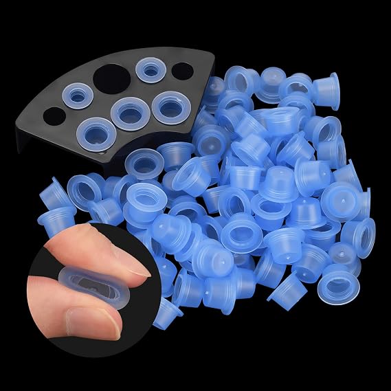 ATOMUS 300pcs Tattoo Ink Caps with 8 Holes Ink Caps Holder and Cup Holders Silicone Tattoo Pigment Cups for Tattoo Ink Supplies