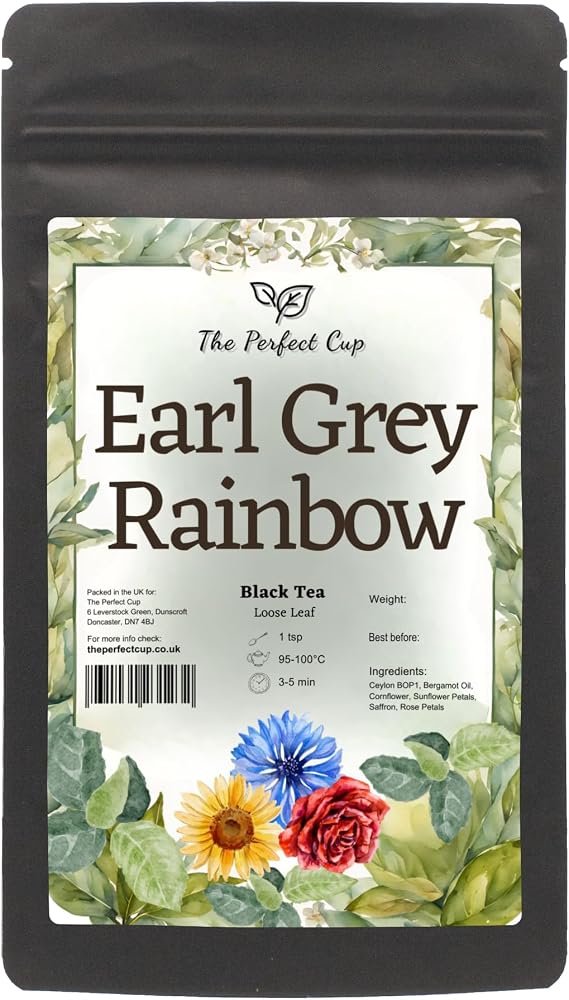 Earl Grey Rainbow Loose Leaf Black Tea with Flowers & Bergamot Oil, 100g