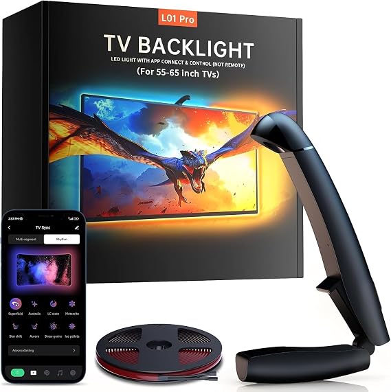 LED Backlight, 14.7ft Cuttable TV Lights with Sensor for 55-65 Inch Screen
