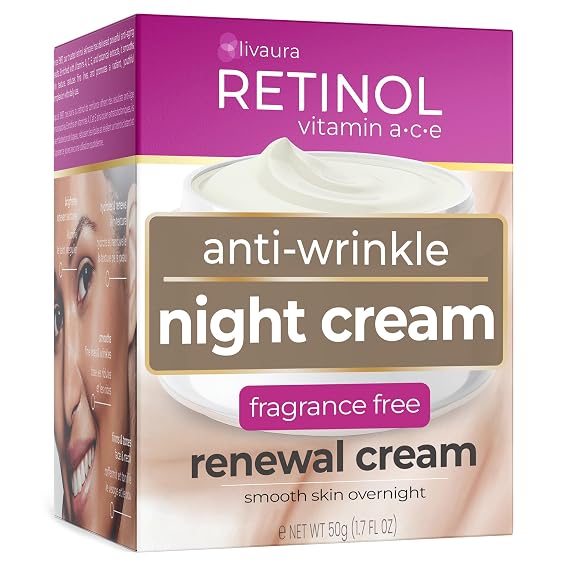 LIVAURA Retinol Night Cream for Women, Anti-Aging Wrinkle Repair Cream | Rich night moisturizer that smooths wrinkles and fine lines on mature skin overnight - deeply hydrating retinol face cream