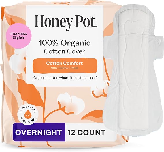 The Honey Pot Company - Cotton Comfort - Overnight Pads for Women