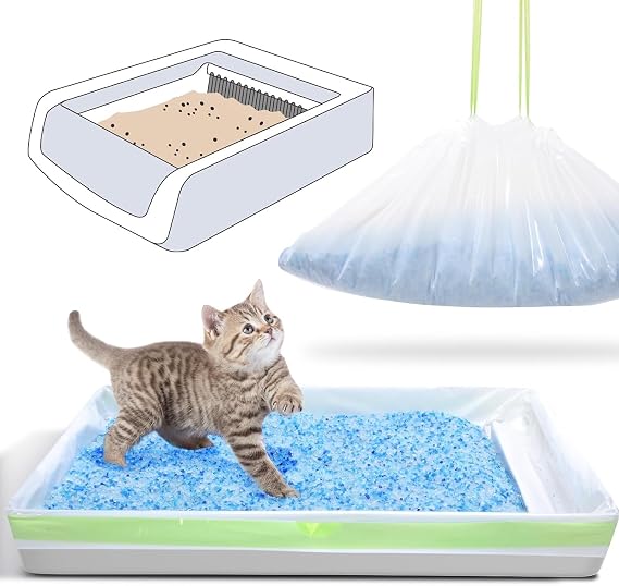 for Cat Litter Liners for Pet Scoop Free Crystal Litter Tray, Open/Hooded Litter Pan and Pull-Out Litter Box Sliding Drawer, Disposable Replacement Kitty Poop Bags (15 Count, 37 W x 13 H)