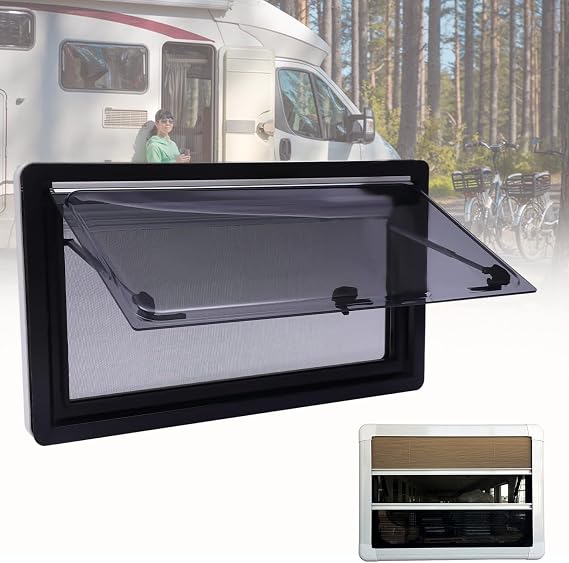 Hinged Side Window, Caravan Window with Integrated Roller Blind and Fly Screen for rv Caravan Camper Mobile Motor House,600 * 300mm,1200 * 600mm