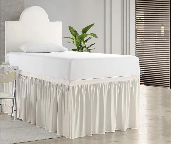 Dorm Bed Skirt, Twin XL, 40" Drop, Ivory