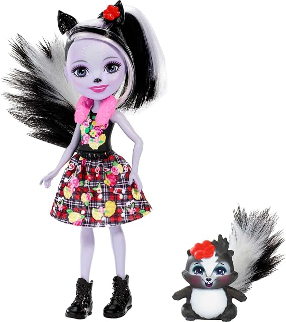 Mattel Enchantimals Sage Skunk Doll with Caper Skunk Figure, 6-inch Small Doll with Removable Skirt & Accessories