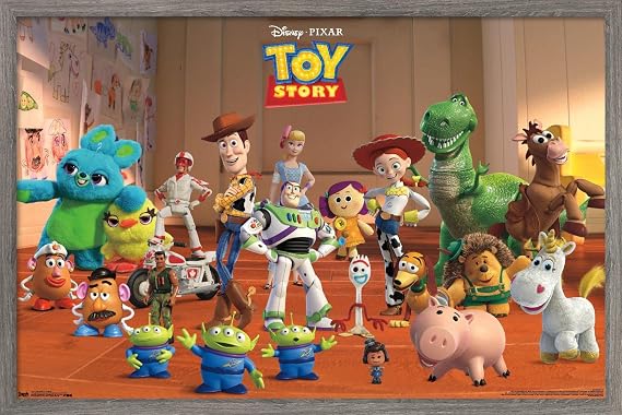Trends International Disney Pixar Toy Story 4 - Collage Wall Poster, 14.725" x 22.375", Barnwood Framed Version