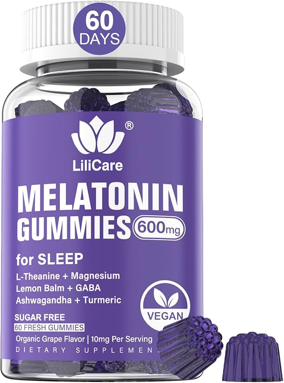 Melatonin Gummies 10mg 20mg for Adults w/ Magnesium Ashwagandha, Vegan 60ct