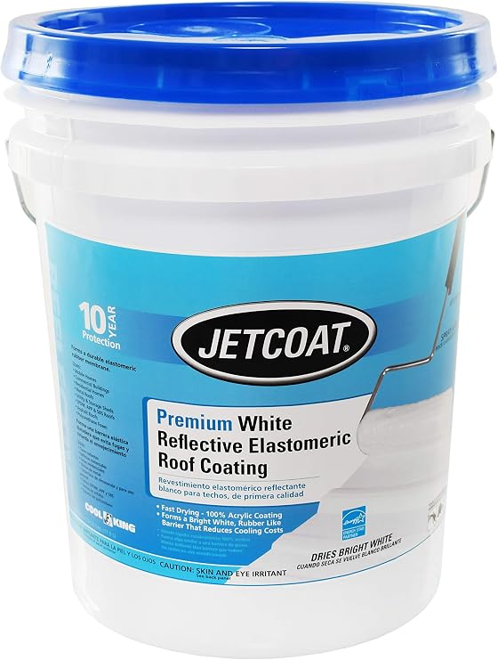 Jetcoat Cool King Premium White Reflective Elastomeric Roof Coating, 5 gal