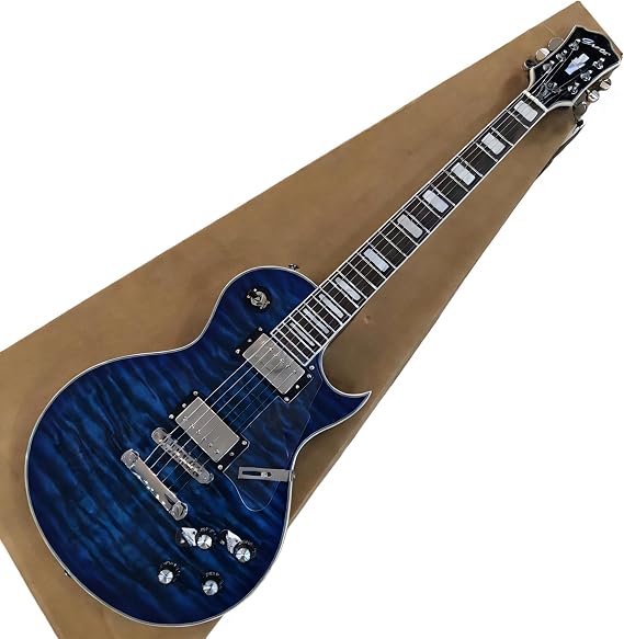 Electric Guitar, L P, Blue Flame Maple Top, Chrome Hardware