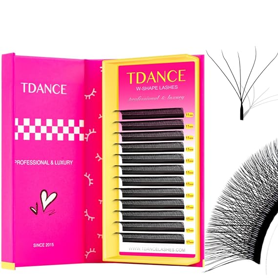TDANCE YY Lash Extensions Premade Volume Eyelash Fans YY Lashes Matte Black W Lashes Extensions(W-5D-0.07-L,8-15 mm)