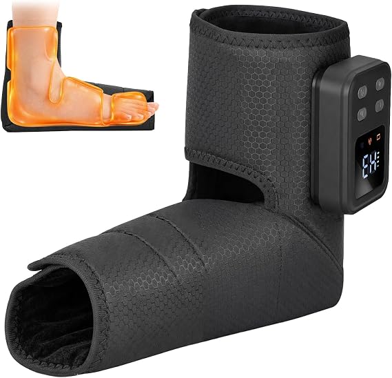 Cordless Heated Foot Massager, Portable Compression Boot for Plantar Fasciitis, Heel Pain, Ankle Swelling, Circulation & Relaxation, Gift for Dad, Mom, Men or Women Heating Foot Massager (1 Pack)