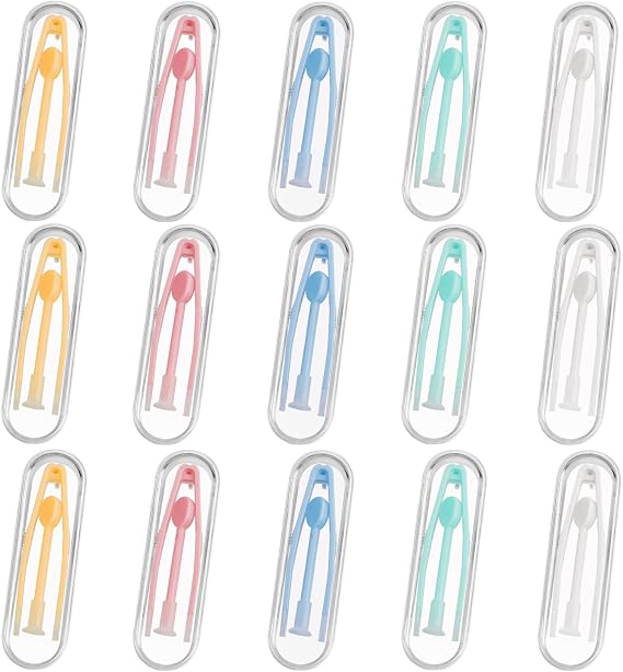 15PCS Contact Lens Remover Tool, Colorful Contact Removal Tool Case Set, Portable Contact Tweezers with Soft Tip, Plunger Suction Cup Applicator for Soft Hard Contact Lenses