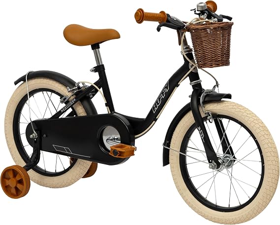 Kids Vintage Bike 12", 14", 16" Retro Children’s Bicycle with Basket & Training Wheels, Adjustable Seat, Front & Rear Brakes, Classic Cruiser Style, Retro Bicycle for Ages 3–9