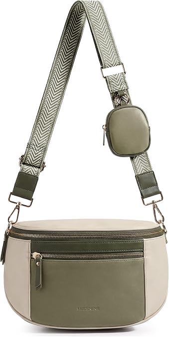 Missnine Cross Body Purse, Leather Medium Crossbody Bags for Women Travel Purse, Shoulder Handbag with RFID Blocking Slots