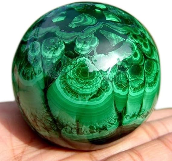 Natural Meditation Crystal Ball Large 1.8"-2" Healing Gemstone Sphere Malachite Quartz Stone Ball for Energy Home Decoration, Metaphysical Gift Men Women
