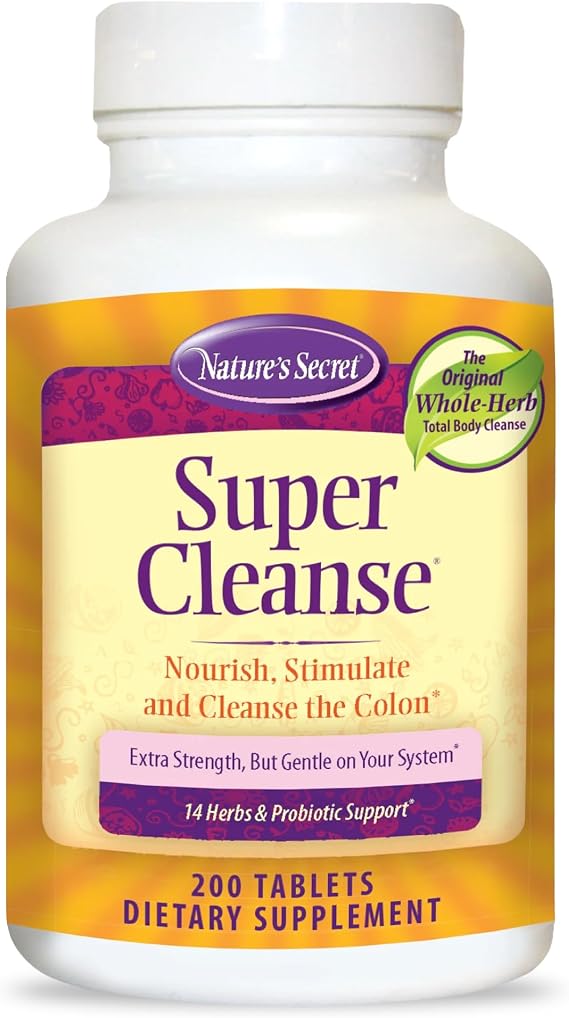 Nature's Secret - Super Cleanse, 200 tablets | 200 Tablets | 14 Herbs + Probiotic | Digestive Wellness & Regularity | Extra Strength Gut Health Support