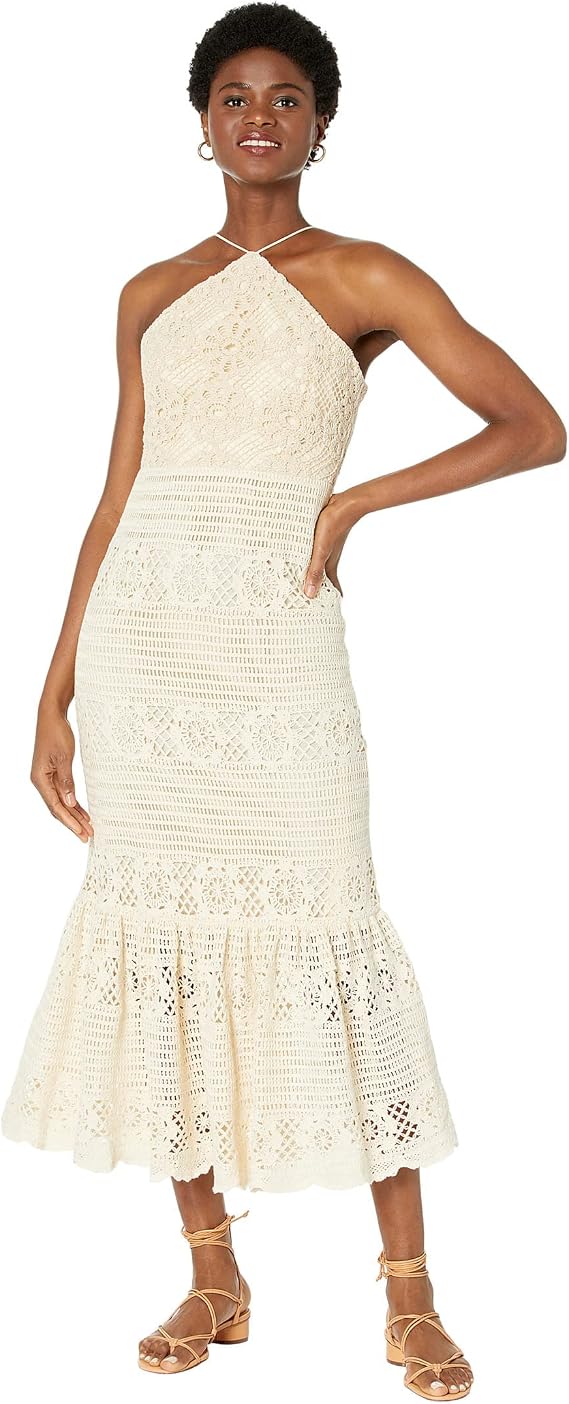 MILLY Arden Crochet Stripe Floral Combo Dress