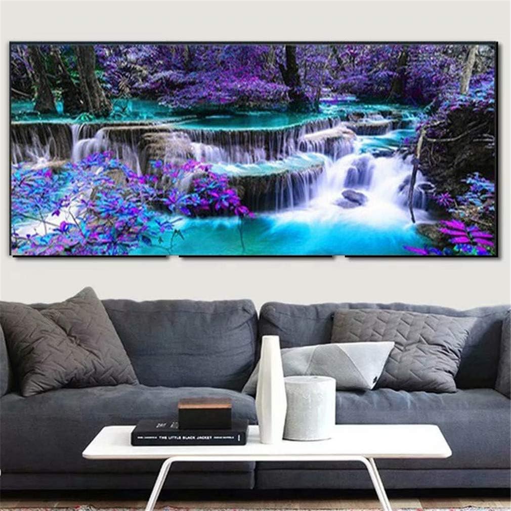 Nicole Knupfer 5D DIY Diamond Painting Kits Full Drill Purple Waterfall Diamond Embroidery Mosaic Wall Decor 100x40cm