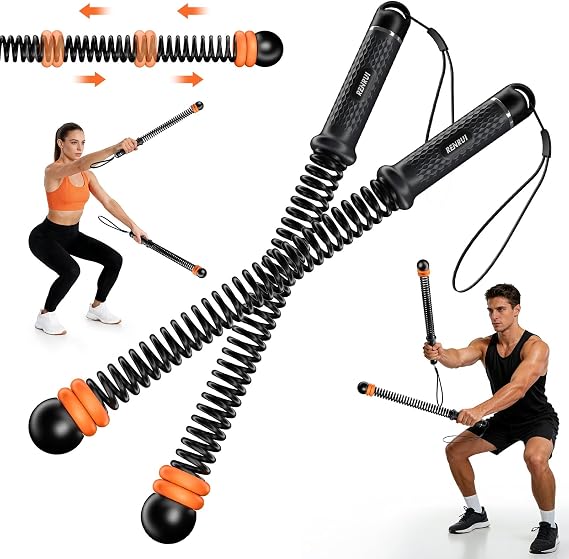 Cordless Battle Ropes with Adjustable Resistance Springs - Weighted Ropeless Battle Rope for Home Gym Exercise, Portable Workout Equipment for Strength Training & Cardio Fitness