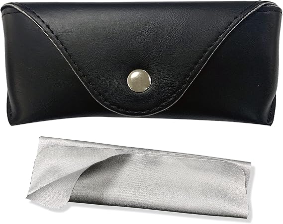 LogHog Portable Leather Soft & Semi Hard Sunglasses Case Eyeglass Case Storage Eye Glasses Brown/Black Pouch Carry Case for Women Men