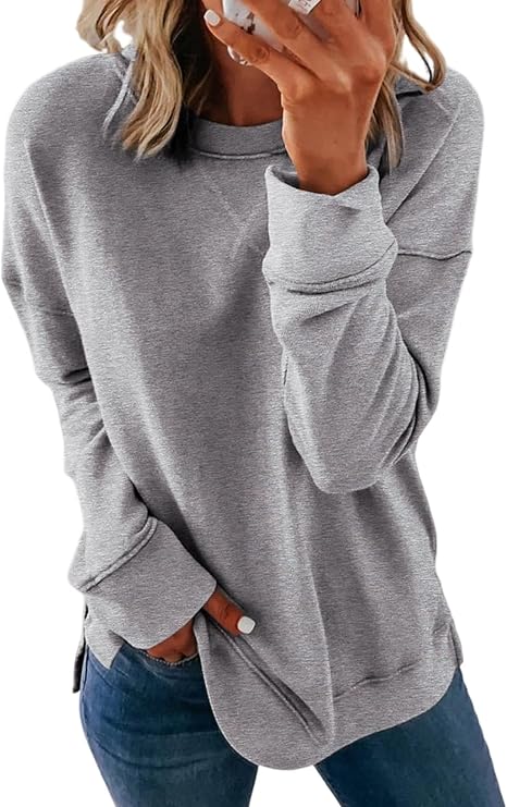 Dokotoo Women's Casual Crew Neck Sweatshirt Loose Long Sleeve Pullover Tops