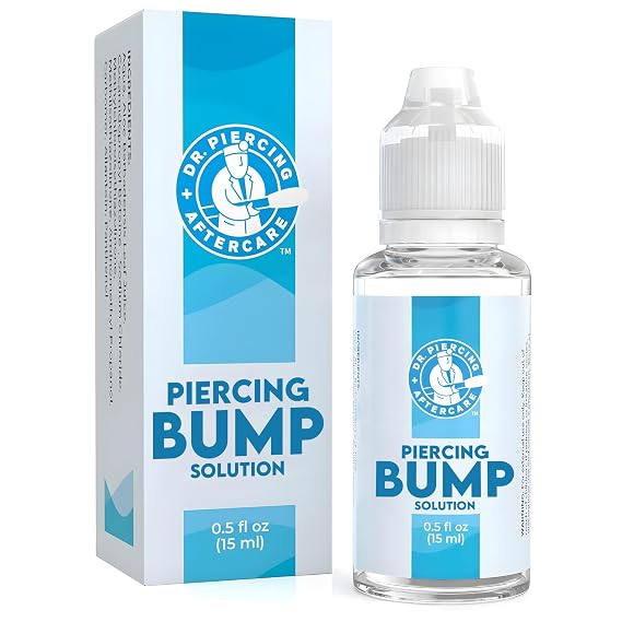 Dr. Piercing Aftercare Keloid Bump Solution Drops 15mL - Gentle Saline Formula with Provitamin B5 for Bump Care - Nose Ear Belly Lip Aftercare Cleaner