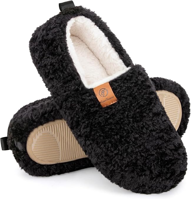 EverFoams Womens Soft Curly Slippers Memory Foam Lightweight House Shoes