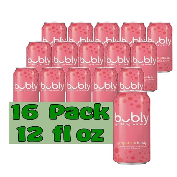 Bubly Grapefruit Flavored Sparkling Water 12 fl oz Aluminum Can 16 Pack