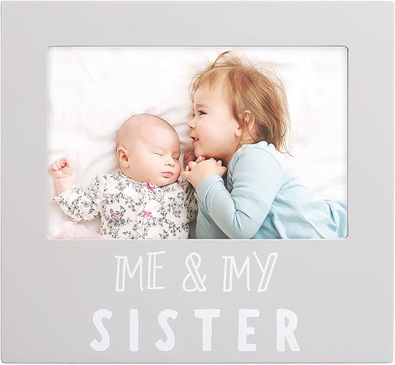 Pearhead Me & My Sister Photo Frame, 4x6 Sibling Picture Frame Gift, Gray