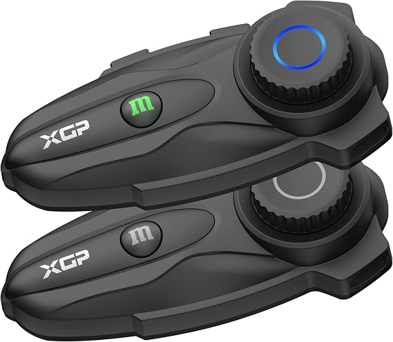 XGP X10 10 Riders Group Mesh Motorcycle Intercom, 3000m Motorcycle Bluetooth Headset V5.3 with Audio Multitasking, Helmet Communication Systems with Hi-Fi Speakers for ATV/Snowmobile, 2 Pack, Grey