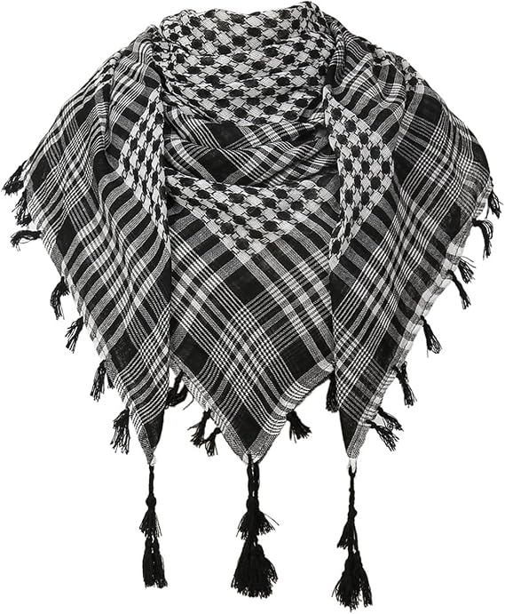 Keffiyeh Scarf for Men Shemagh Tactical Desert Scarf Neck Head Wrap Tassel