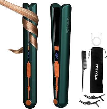 Cordless Hair Straightener, 10000mAh Rechargeable Flat Iron Portable Travel Straightener with Negative Ion, LED Screen & 3D Floating Plates, 4 Adjustable Tempe 2 in 1 Straightener and Curler