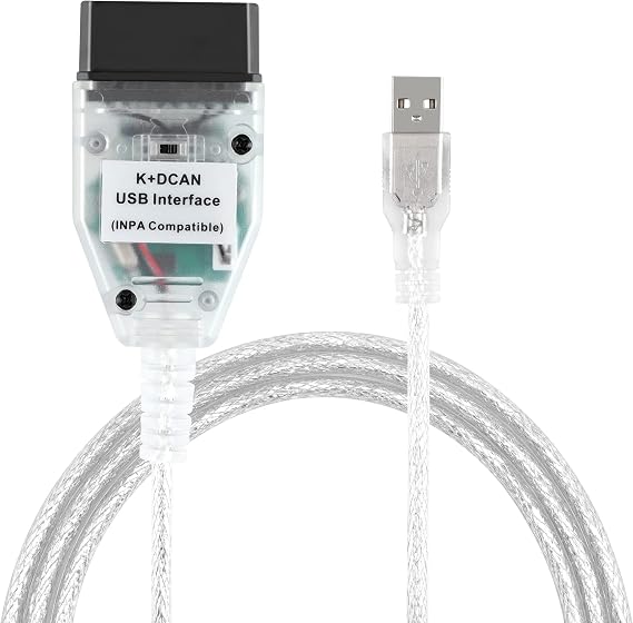 LZLRUN K+DCAN K+CAN USB OBD2 Cable with Switch for BMW E-Series Coding | FT232RL chip, USB Interface K+ Dcan OBDii Diagnostic Scanner, Work with Ediabas NCS Expert Tool32, Works with Windows 10 11