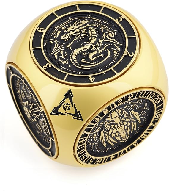 Haxtec 7-in-1 Metal Spinner DND Dice Set,Gifts for D&D Players,Black Gold | Unique Goblins Dice Cube，compact & portable，Compatible with Dungeons and Dragons Gifts，Great for D&D, MTG, TTRPG