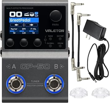 Valeton GP-50 SnapTone Multi-Effects Processor Pedal, IR Loader & Neural Amp Modeler, USB Interface, Drum Machine, Looper, Bluetooth, 100+ FX, Patches with Tonebird 9V Power Supply Patch Bundle