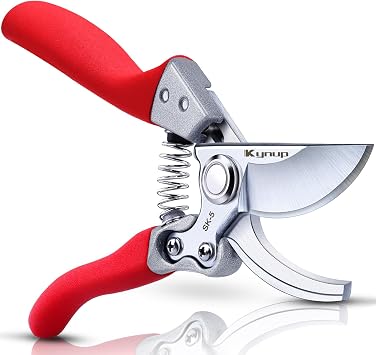 Kynup 8.6" Professional Pruning Shears for Gardening, SK5 Stainless Steel Garden Hand Pruners for Heavy Duty Clean Cuts 4X Easier, Garden Scissors for Arthritis Left Handed, Secure Safety Lock