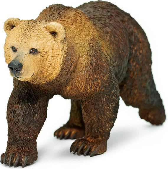 Safari Ltd. Grizzly Bear Figurine - Detailed 4.7" Plastic Model Figure - Fun Educational Play Toy for Boys, Girls & Kids Ages 3+