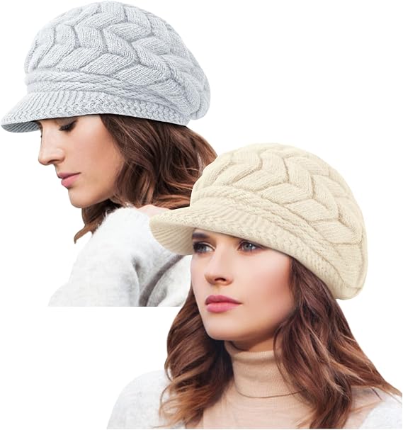 YSense 2 Pack Womens Winter Hats Warm Knit Slouchy Cap