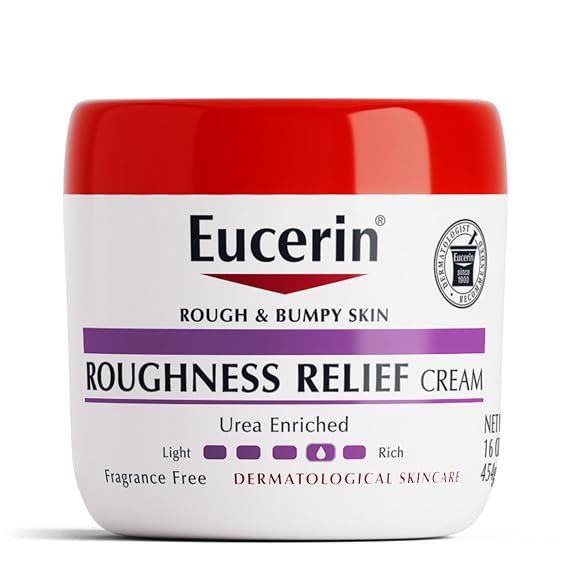 Eucerin Roughness Relief Body Cream for Rough and Bumpy Skin, Fragrance Free Body Moisturizer with Urea and Ceramide-3, 16 Oz Jar