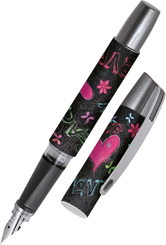 Online Ergonomic fountain pen for school/college Campus Be Happy - solid medium nib, soft grip part, for standard ink cartridges, refillable, ideal for beginners/pupils/students
