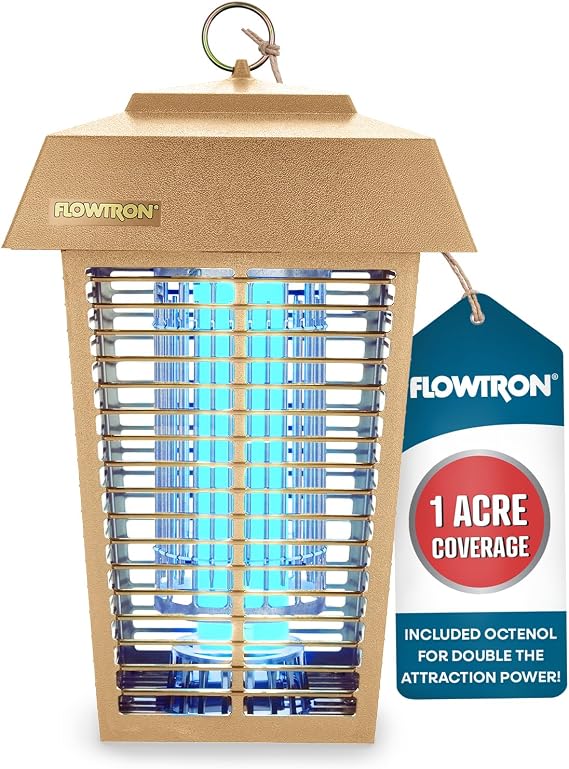 Flowtron Electric Bug Zapper, 1 Acre Outdoor, 40W UV, 5600V Zap, Tan