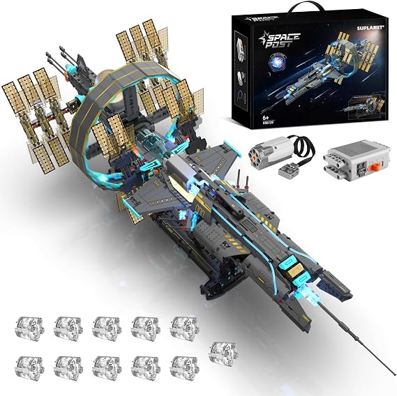 Space Station Building Set with Motor & LED Lights for Kids,Adults | Space Station Model Kit with Display Stand,Motor & 8 LED Lights,Birthday Gift for Kids,Boys,Girl,Adults & Space Fans,1471PCS