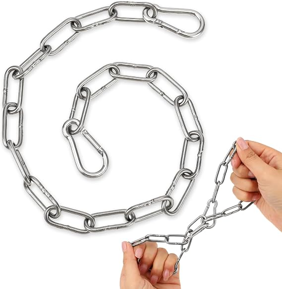 Gate Chain Lock, 20 Inch Stainless Steel Chain Locks for Outside, Metal Gate Chain for Outdoor Fence Camping Hanging Pet Chains Prevention Theft