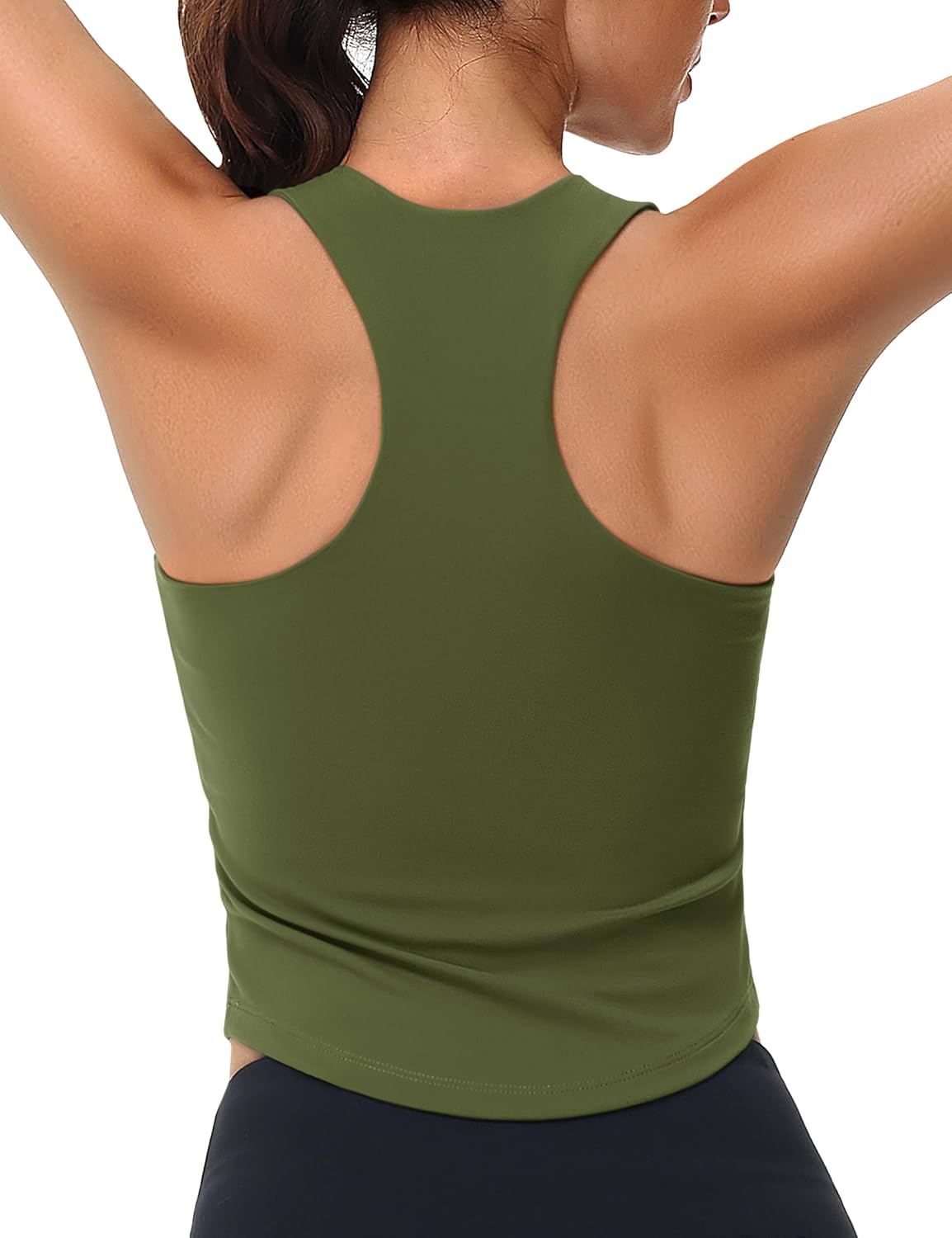 MAGCOMSEN Womens Crop Workout Tank Tops with Built in Bra Fitted Racerback Sleeveless Yoga Shirts Camisole