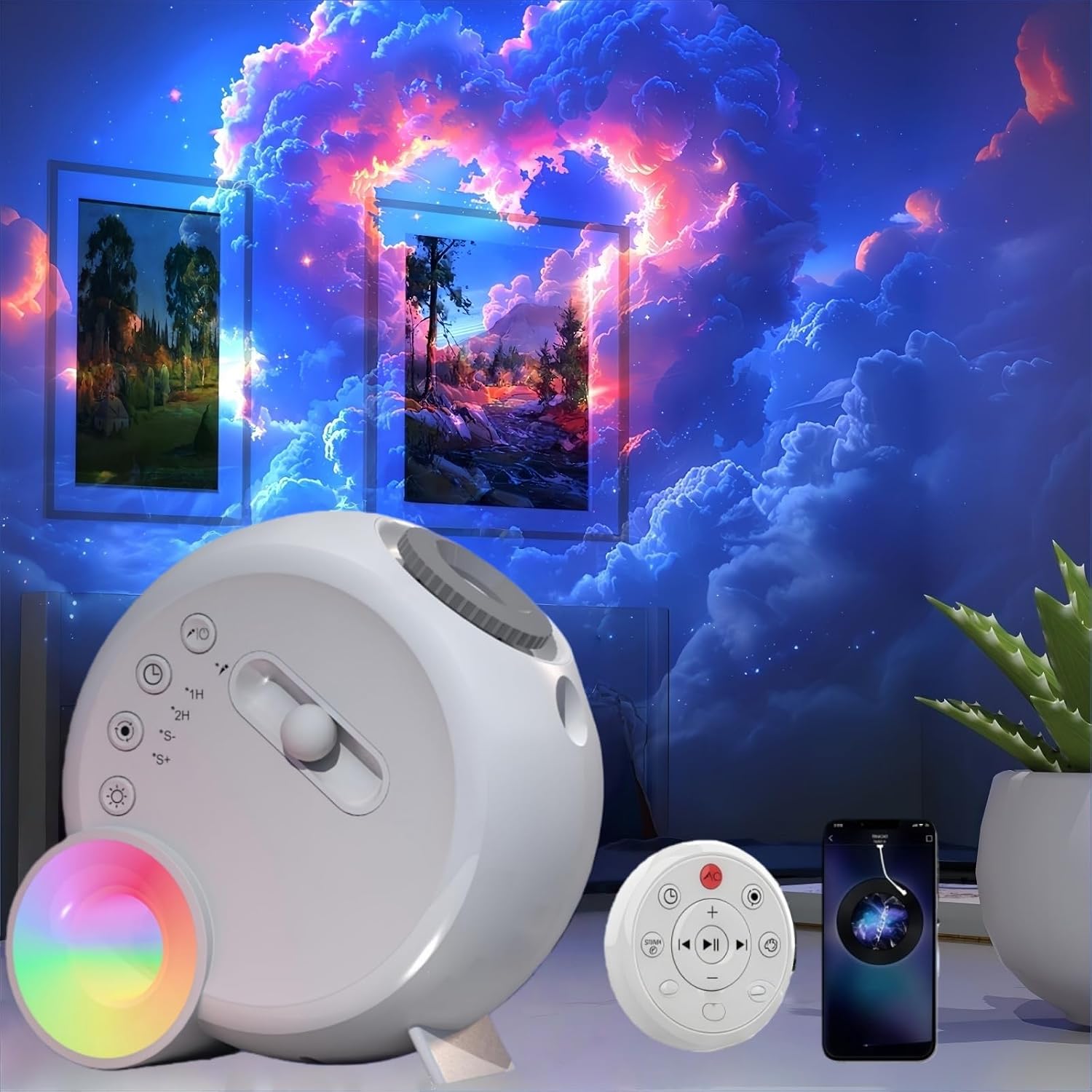 Galaxy Projector, 17 Colour Space Projector Light, Aurora Night Light with 15 White Noises, Bluetooth Speaker & Remote Control, Space Light for Bedroom Decor & Sleep Aid