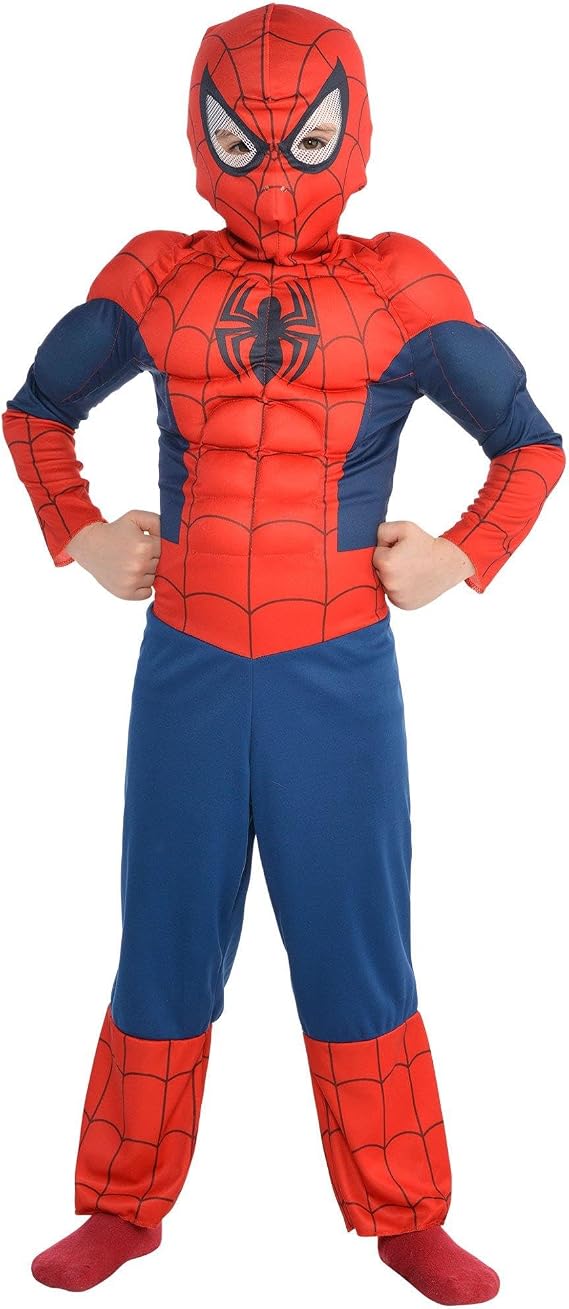 Suit Yourself Classic Spider-Man Halloween Muscle Costume for Boys, Marvel Comics, Size Medium 8-10, Includes Headpiece