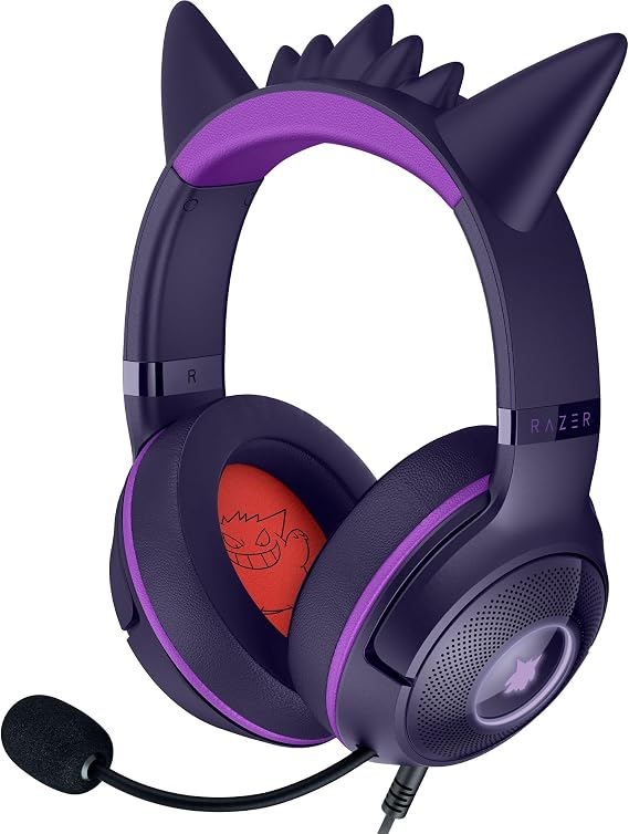Razer Kraken Kitty V2 - Pokémon Gengar Edition - USB Kulaklık - Gengar Spike'lar - Stream Reaktif Aydınlatma - HyperClear Kardiyoit Mikrofon - TriForce 40 mm Sürücüler - Surround Ses | Leylak