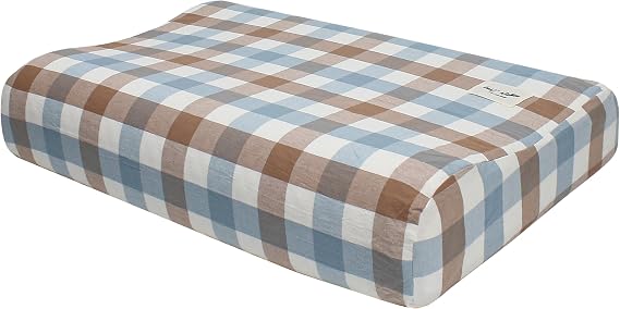 Memory Foam Pillow Case Contour Cover Only, 22.4" x 15.0" x 3.94"/3.15", Cotton Pillowcase with Zipper, Soft Replacement Cases for Ergonomic Latex Neck Cervical Pillows for Pain Relief Protector