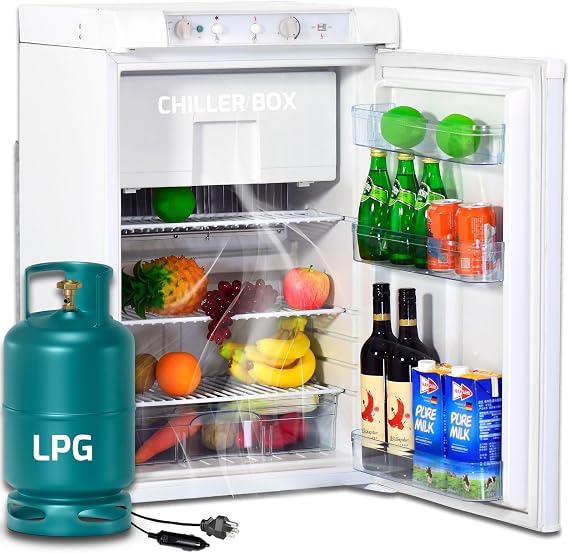 RV Refrigerator 3 Way Propane Refrigerator 3.5 Cu.Ft, LPG/110V/12V RV Fridge, Gas Refrigerators Freezer with Electric, Off Grid Outdoor Kitchen